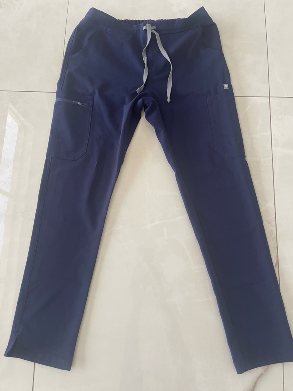 Figs Navy Straight-Leg Scrub Pants with Gray Drawstring - Picture 4 of 4